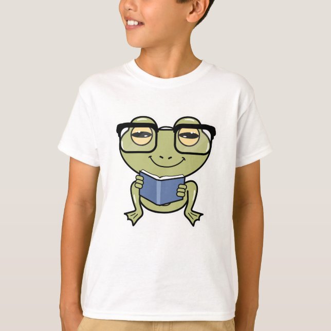 T-shirt La grenouille comme Étudiante avec livre (Devant)