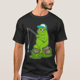T-shirt La grenouille comme pêcheur avec la canne à pêche 