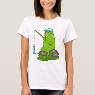 T-shirt La grenouille comme pêcheur avec la canne à pêche 