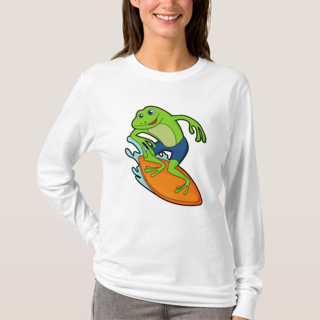 T-shirt La grenouille comme surfeur avec Surfer (Devant)