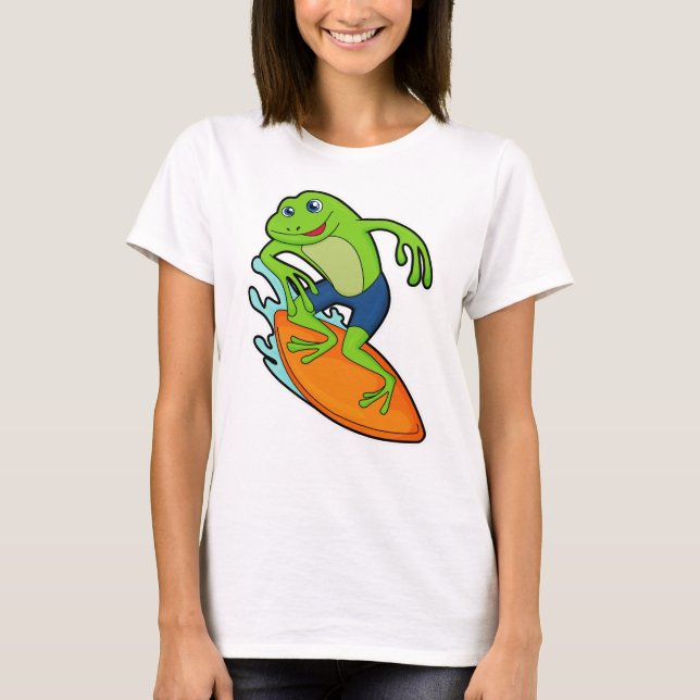 T-shirt La grenouille comme surfeur avec Surfer (Devant)
