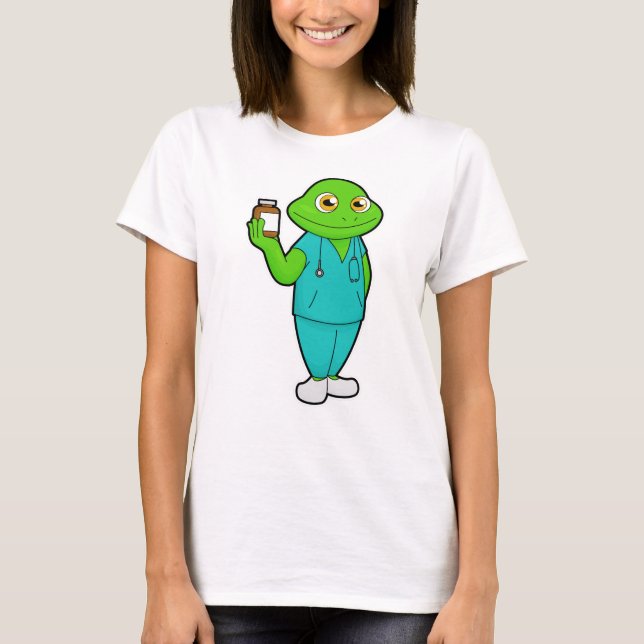 T-shirt La grenouille en tant qu'infirmière en médecine et (Devant)