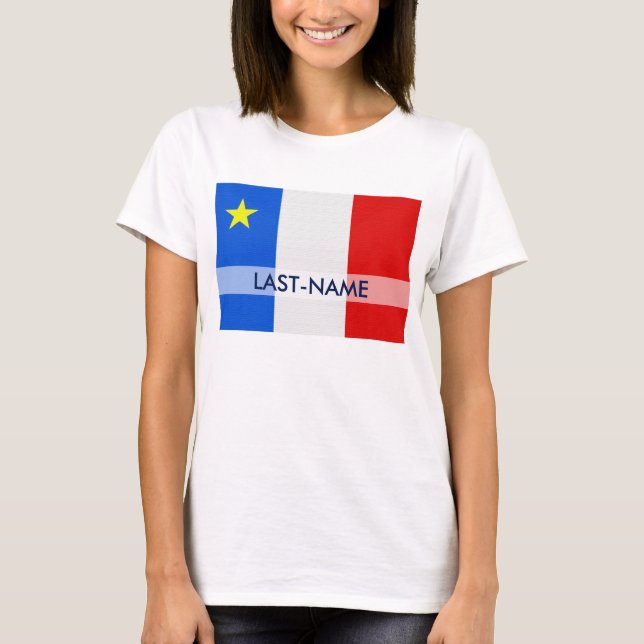T-shirt La grunge affligée par nom de famille acadien de (Devant)