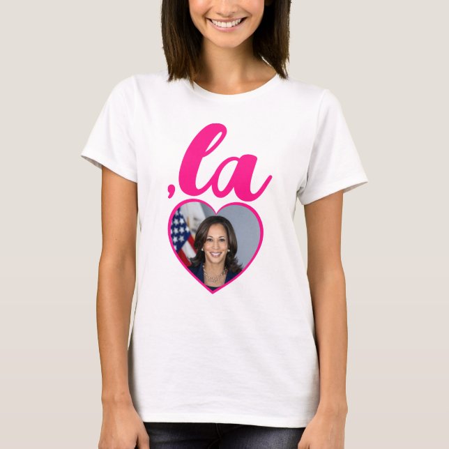 T-shirt , la KAMALA - coeur photo chaud rose-démocrate tex (Devant)