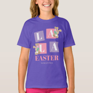 T-shirt La La Pâques Lapin Mignon Violet Filles