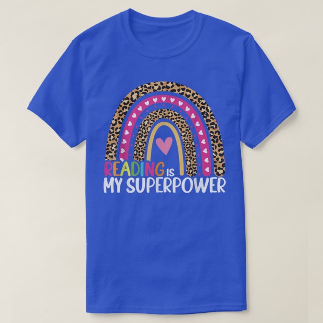 T-shirt La lecture est ma superpuissance Rainbow Library S (Design devant)