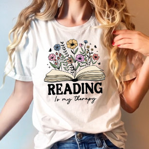 T-shirt La lecture est mon traitement Floral livre