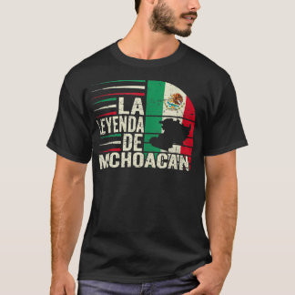 T-shirt La Leyenda De Michoacan Carte Drapeau Mexicain Vin