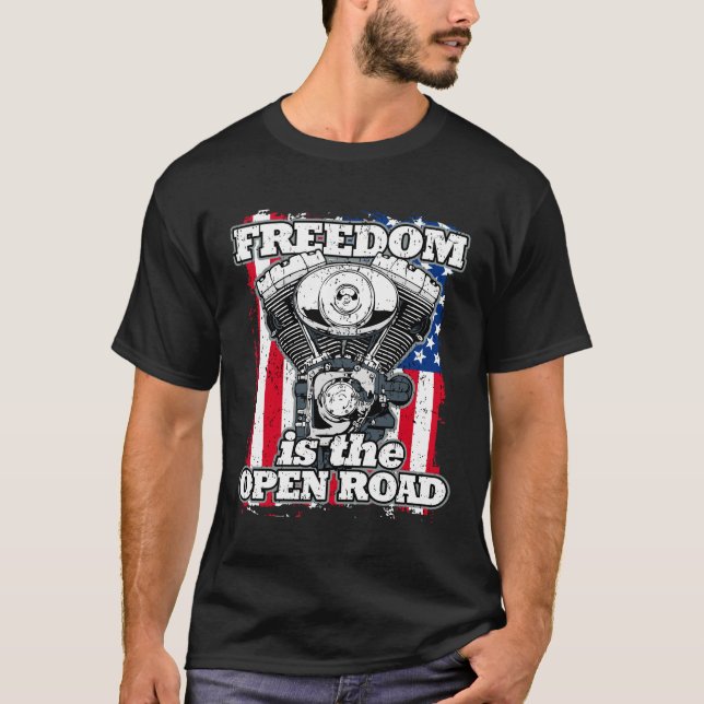 T-shirt La Liberté Est L'Open Road American Flag Bikers (Devant)