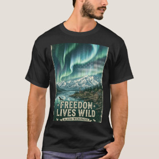 T-shirt La liberté vit sauvage cabine des lumières du Nord