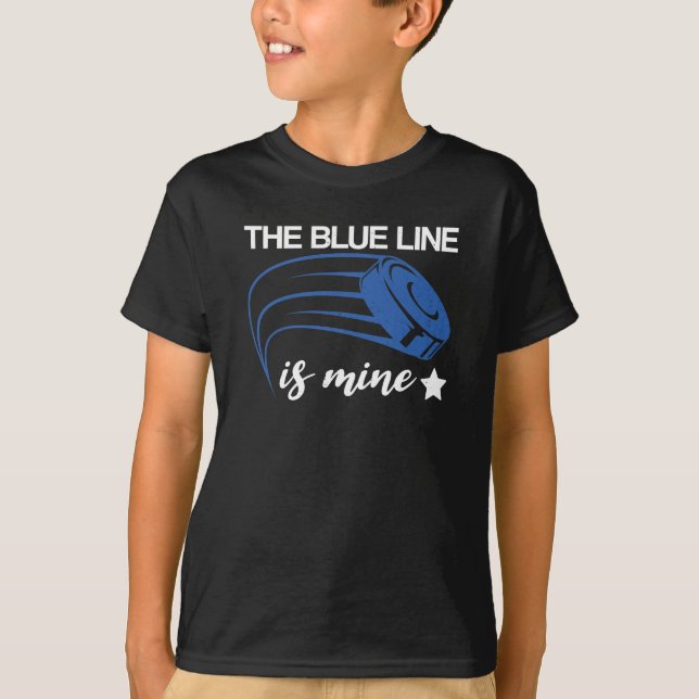 T-shirt La Ligne Bleue Est Le Défenseur Défensif Du Hockey (Devant)