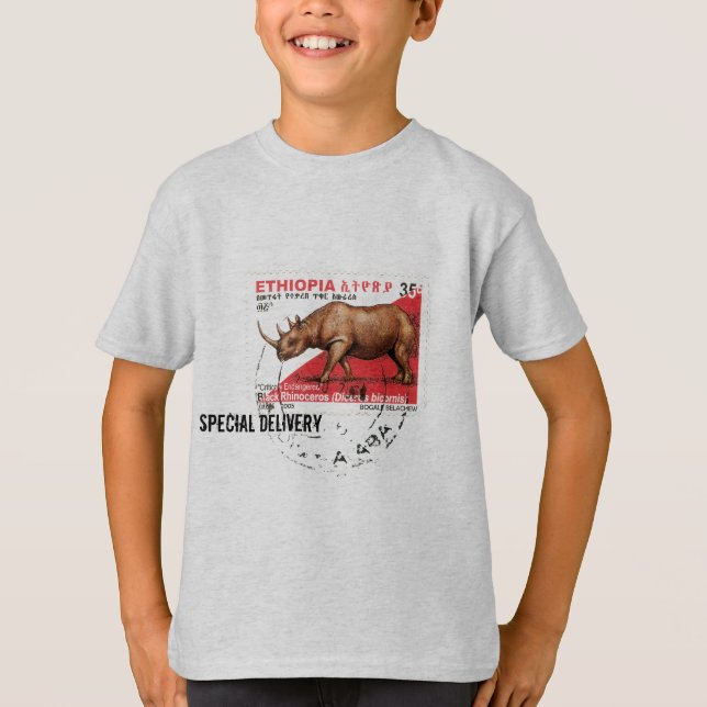 T-shirt La livraison spéciale - timbre noir éthiopien de (Devant)