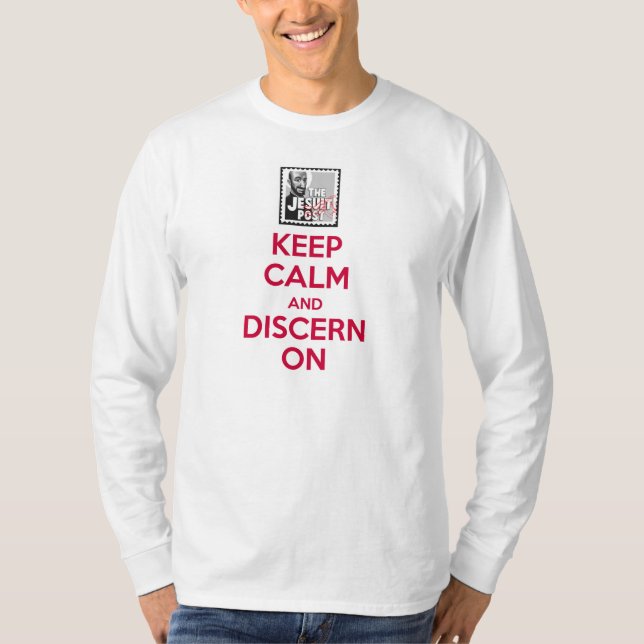 T-shirt La longue douille des hommes gardent le calme et (Devant)