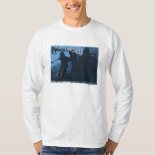 T-shirt La longue douille T blanc" avant bleu "Moshing des