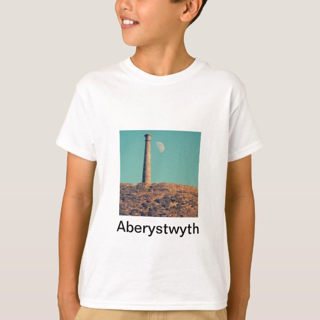 T-shirt La Lune et une tour : Aberystwyth (Devant)