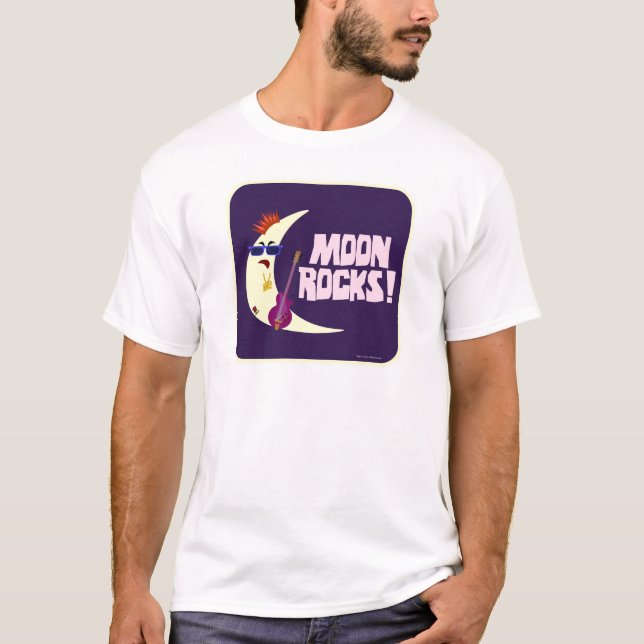 T-shirt La Lune Rocks Cartoon Amusement Space Design (Devant)