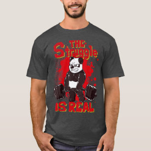 T-shirt La lutte est réel Panda Fitness Fitness Gym Bodybu