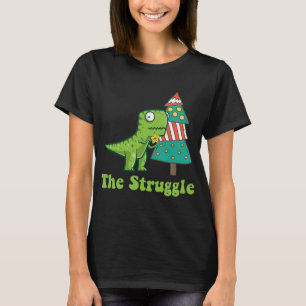 T-shirt La lutte est un vrai Noël Arbre drôle T Rex s