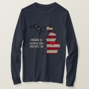 T-shirt La Maison Est Là Où Le Coeur Est Michigan Patrio