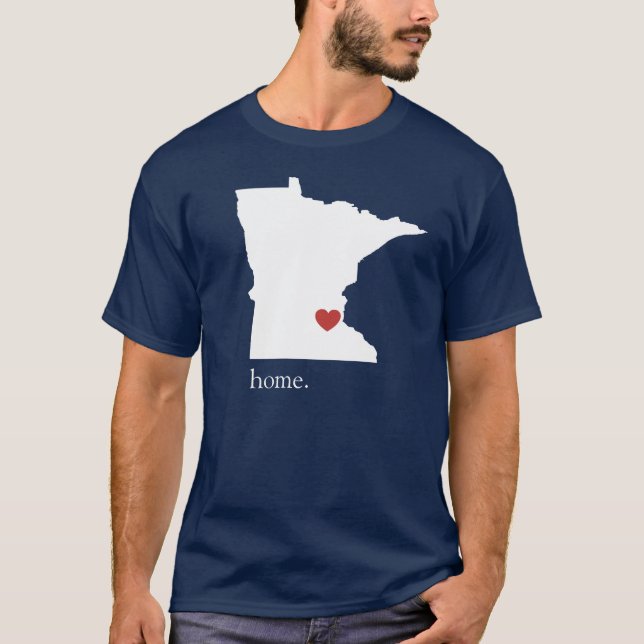T-shirt La maison est où le coeur est - le Minnesota (Devant)