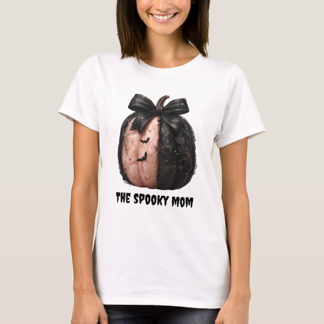 T-shirt La maman Éffrayante Citrouille d'Halloween (Devant)