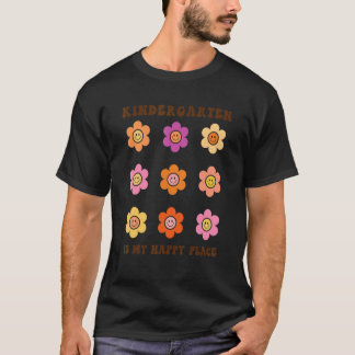 T-shirt La maternelle est mon endroit heureux Fleurs rétro