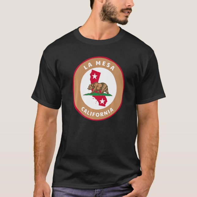 T-shirt La Mesa California Ca Drapeau Et Bear Badge Souven (Devant)