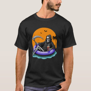 T-shirt La Mort en Vacances Drôle Halloween Squelette sur