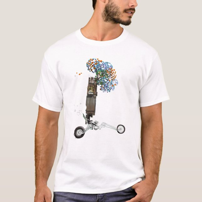 T-shirt La moto de couperet de cabane dans un arbre (Devant)