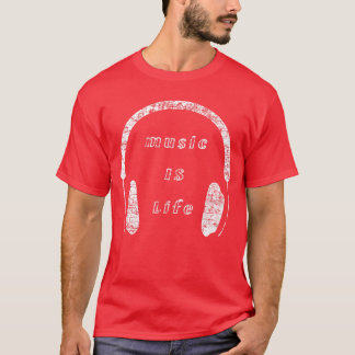 T-shirt La musique est la vie design garçon rétro