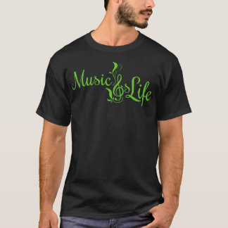 T-shirt La musique est la vie et le vert