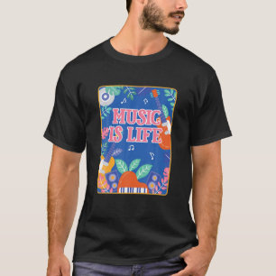 T-shirt La musique est la vie rétro nature