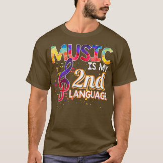 T-shirt La Musique Est Ma 2E Langue Retour À L'École Deuxi