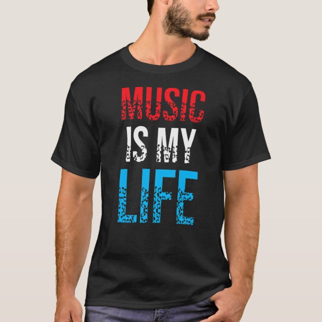 T-shirt La Musique Est Ma Vie Vive Rock Et Roll (Devant)