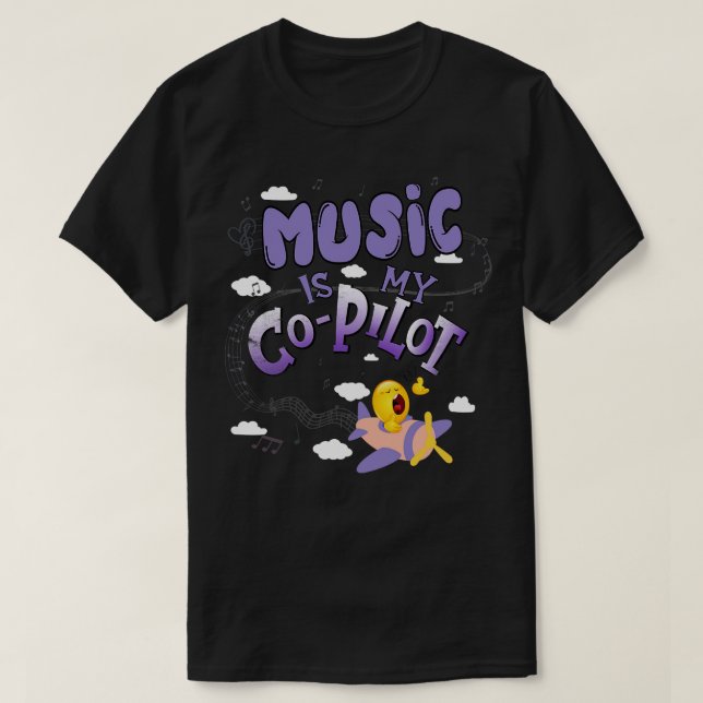 T-shirt La musique est mon copilote (Design devant)