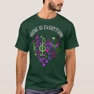 T-shirt La musique est tout Notes musicales Coeur