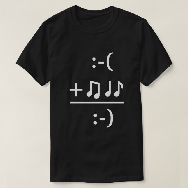 T-shirt La musique me fait la chemise heureuse des textes (Design devant)
