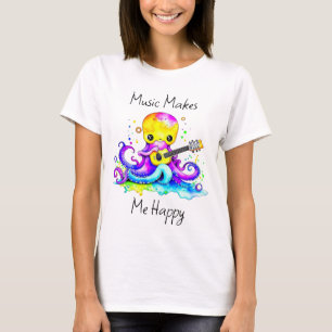 T-shirt La Musique Me Rend Heureux Octopus Jouer de la g