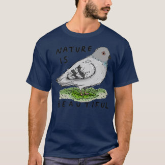 T-shirt La nature est le Beau Pigeon sur une feuille 2