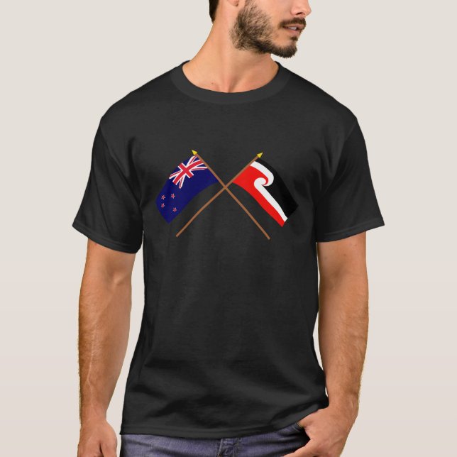 T-shirt La Nouvelle Zélande et les drapeaux croisés par (Devant)