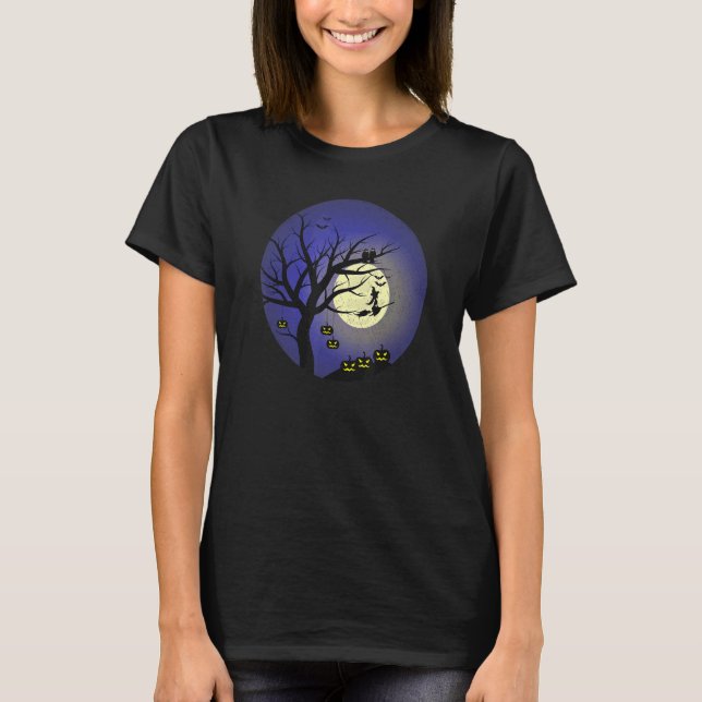 T-shirt La Nuit D'Halloween Et De Sorcières (Devant)