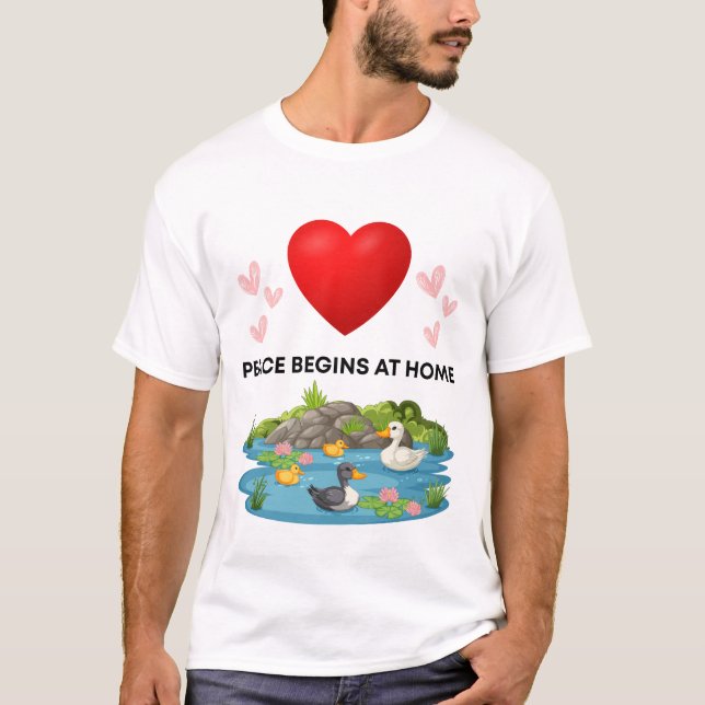 T-shirt La paix commence chez soi | Vie tranquille et plei (Devant)