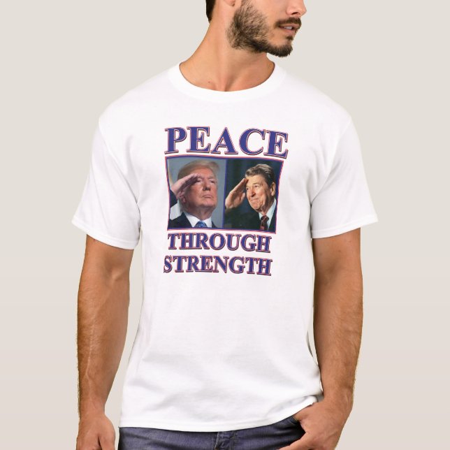 T-shirt La paix de Trump Reagan par la force (Devant)