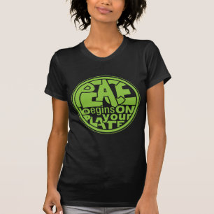 T-shirt La paix végétalienne de slogan commence de votre