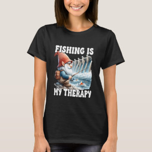 T-shirt La pêche est ma thérapie Pêcheur Grand-père Gnome