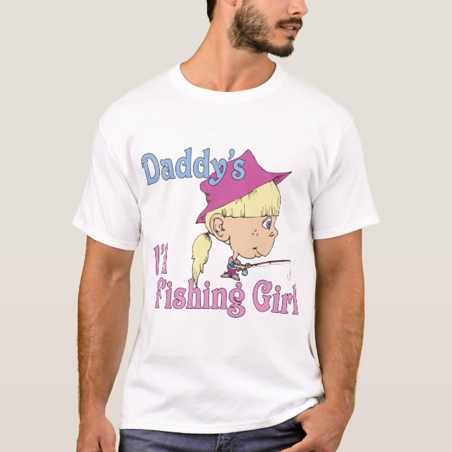 T-shirt La petite fille de pêche de papa (Devant)