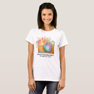 T-shirt La photographie est Kinda My Thing Aquarelle Camer