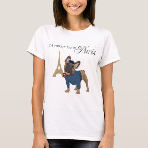 T-shirt La pièce en t des femmes à Paris de bouledogue