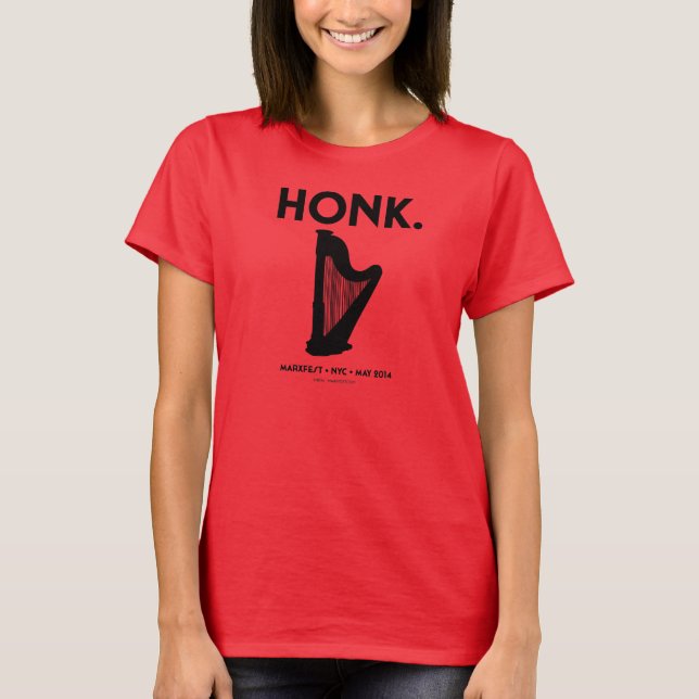 T-shirt La pièce en t des femmes de cornement (rouge) (Devant)