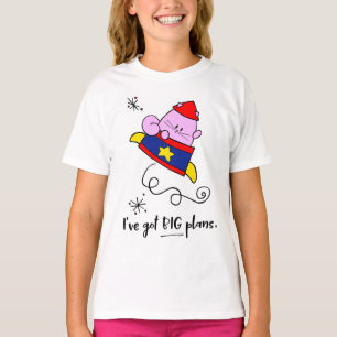 T-shirt La pièce en t des filles de chat d'astronaute de